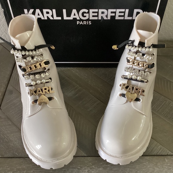 Karl Lagerfeld Shoes - KARL LAGERFELD PARIS Topanga Embellished Rain Booties, size 7
